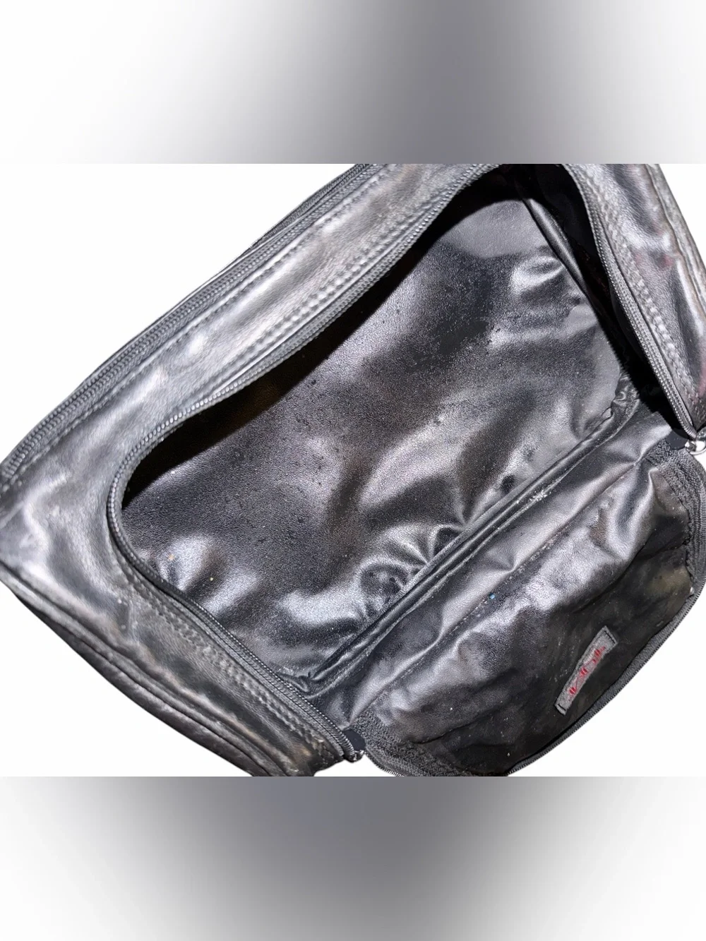 Tumi Black Leather Travel Toiletry Kit
